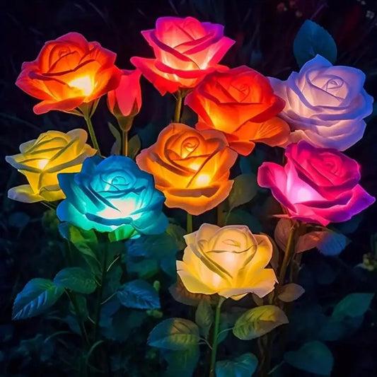 5-Head Solar Rose Garden Lights โ Outdoor Decorative Lawn & Patio Lamp