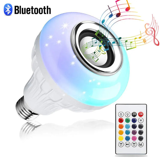 12W E27 RGB LED Light Bulb with Bluetooth Speaker – Music & Color Changing Lamp
