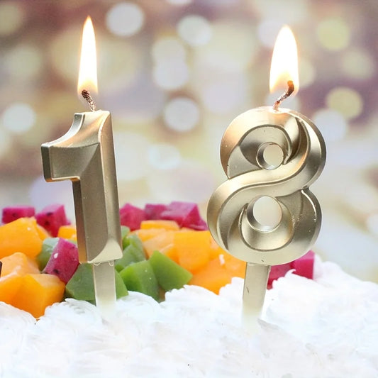 3D Gold Diamond Number Candles – Large Birthday & Anniversary Cake Topper