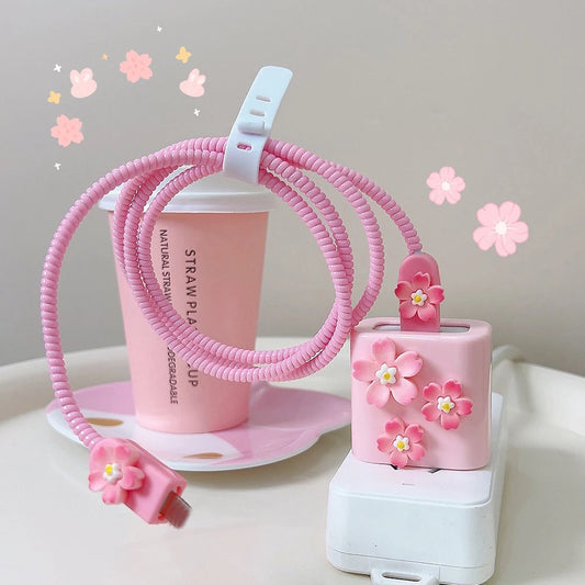 Cherry Flower Cable Protector Cover