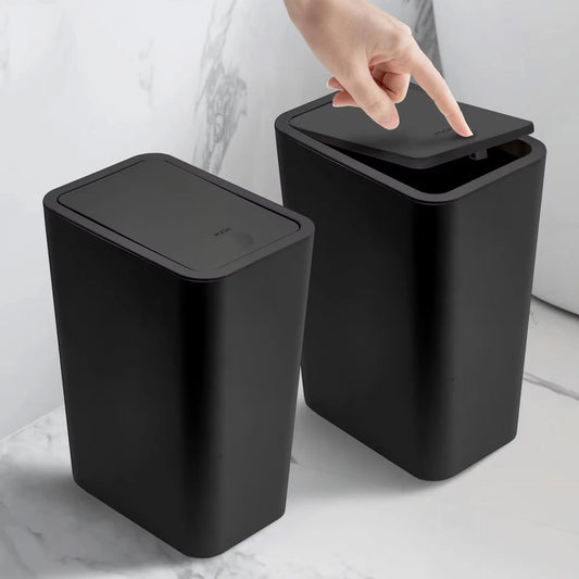 10L Bathroom Trash Can with Press-Top Lid