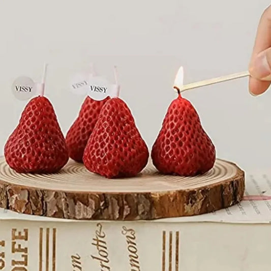 15pcs Strawberry Shaped Scented Candles – Handmade Fruit Aroma Gift Set