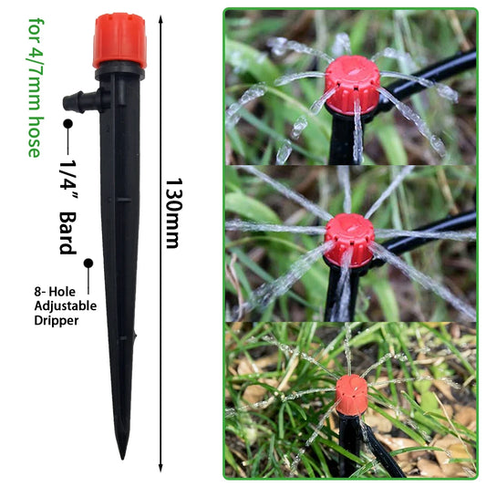 Garden Drip Irrigation Kit โ Automatic 1/4'' Sprinkler for Bonsai, Flowers, Vegetables & Greenhouse Plants