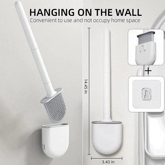 Wall-Mounted Silicone Toilet Brush with Long Handle