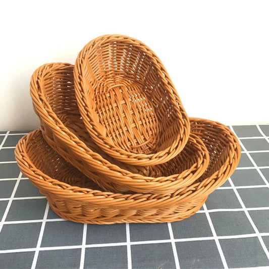 Oval Rattan Woven Serving Basket