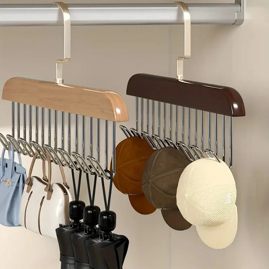 Wooden 8-Hook 360° Rotating Clothes Hanger