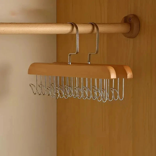 Wooden 8-Hook 360° Rotating Clothes Hanger