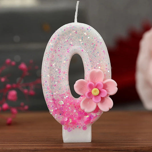 Color-Changing Number Birthday Candle 0–9 – Flower Cake Topper Decoration