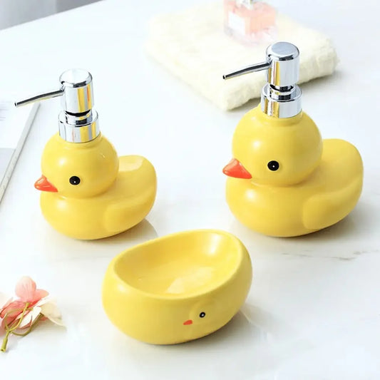 Yellow Duck Ceramic Soap Dispenser