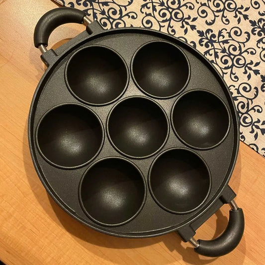 7-Hole Cast Iron Omelette Pan