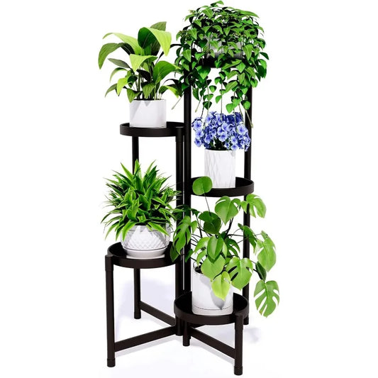 5-Tier Metal Plant Stand – Indoor & Outdoor Corner Shelf