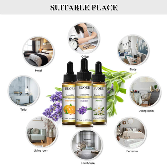 EUQEE 10ml Natural Plant Essential Oil – Diffuser & Humidifier Oil with Dropper