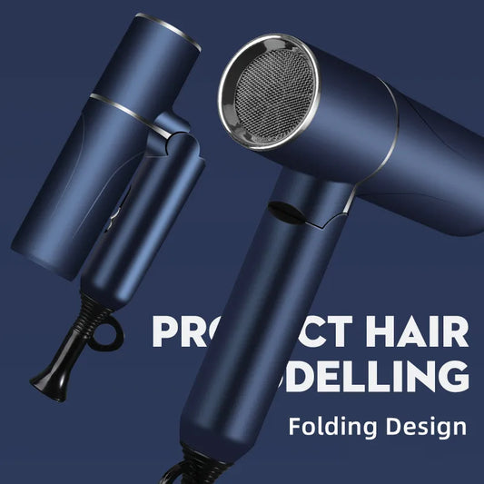 Professional Foldable Hair Dryer with Negative Ion & Blue Light