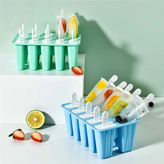 10-Piece Silicone Popsicle Mold Set – BPA-Free Easy Release