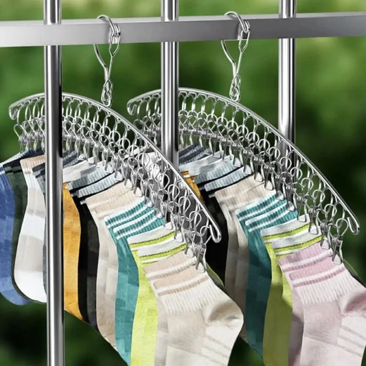 Stainless Steel Drying Hanger with 10/20 Pegs โ Clothes & Accessory Organizer