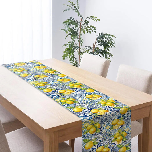 Summer Lemon Linen Table Runner