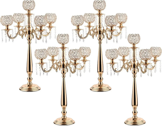 4-Pack 5-Arm Crystal Candelabra