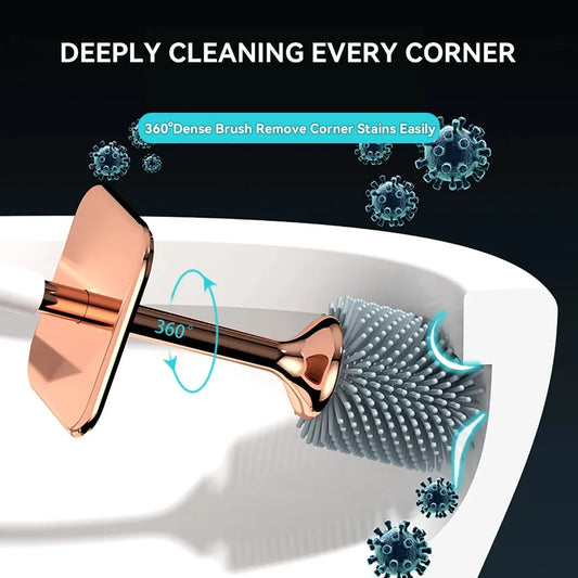 Premium Flexible Silicone Toilet Brush Set – Wall-Mounted with Holder