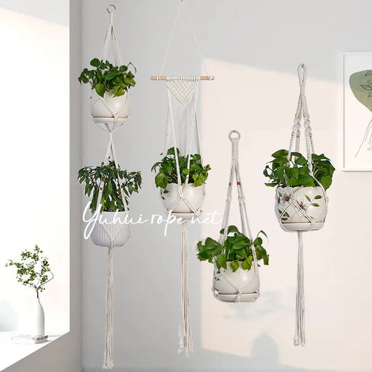 Handmade Macrame Knotted Rope Hanging Flower Pot