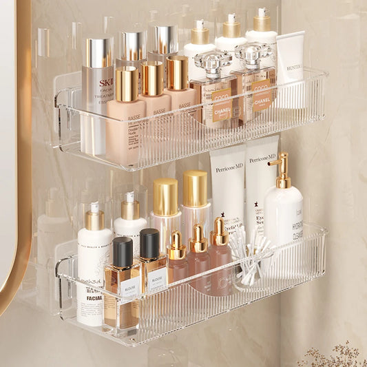Wall-Mounted Cosmetic & Skincare Storage Rack – No Drilling