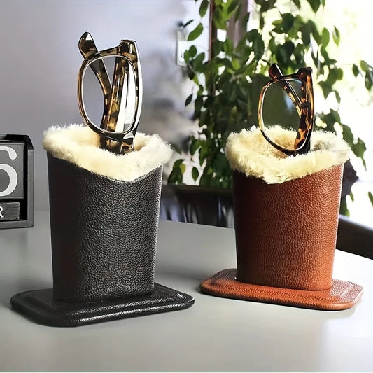 Plush-Lined PU Glasses Case