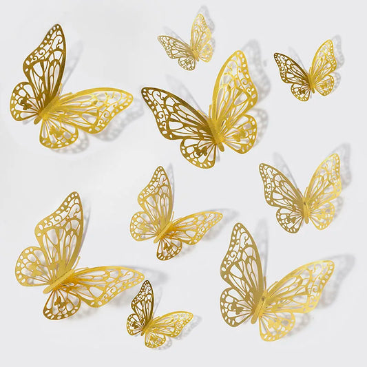 12pcs 3D Hollow Butterfly Wall Stickers
