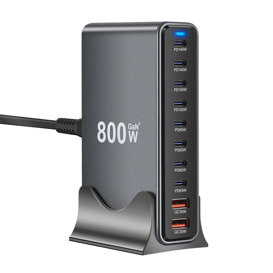 800W GaN 10-Port Fast Desktop Charger with USB-C PD3.1
