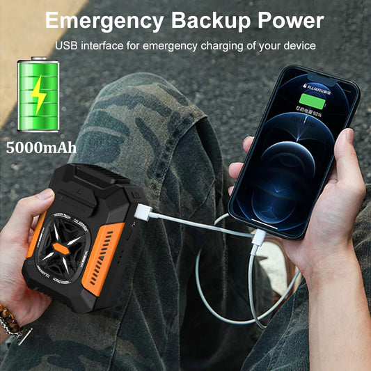5000mAh USB Rechargeable Waist Clip Fan with Power Bank & LED Light