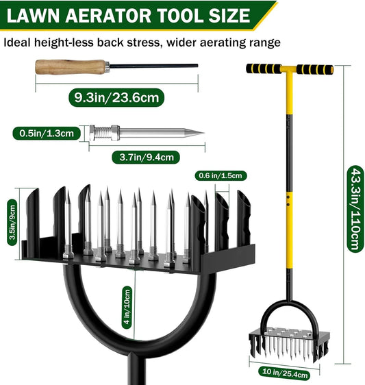 2-in-1 Manual Lawn Aerator โ Metal Spikes & Corer Plugs