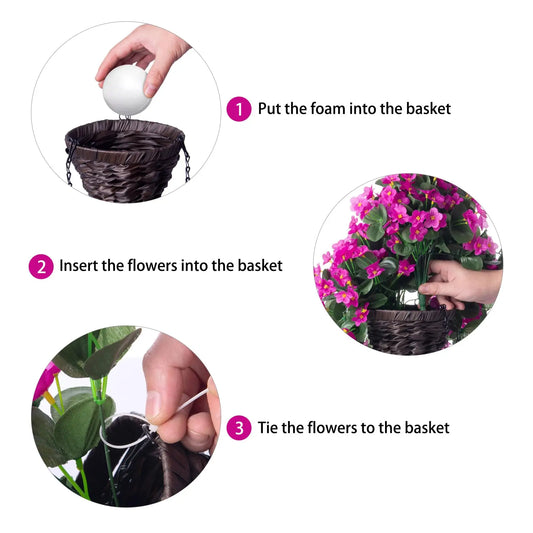 Faux Hanging Flower Basket – Silk Fuchsia Trailing Orchid Outdoor Decor