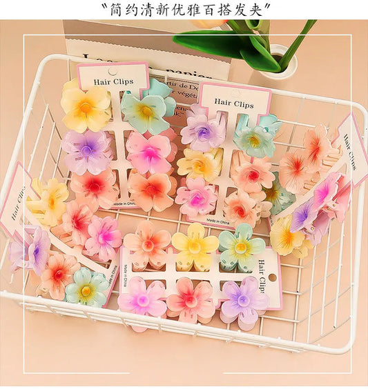 6pcs Colorful Transparent Flower Hair Claw Clips