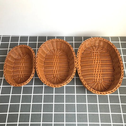 Oval Rattan Woven Serving Basket