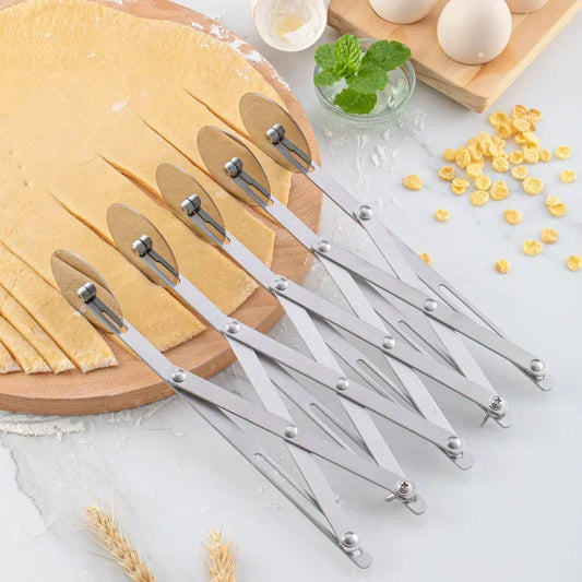 3/5/7 Wheel Dough Divider Cutter – Stainless Steel Adjustable Pastry & Pizza Roller