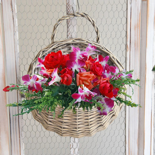 Handmade Wall-Mounted Rattan Hanging Basket
