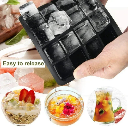 4/15 Grid Silicone Ice Cube Tray โ Large Square Ice Block Maker