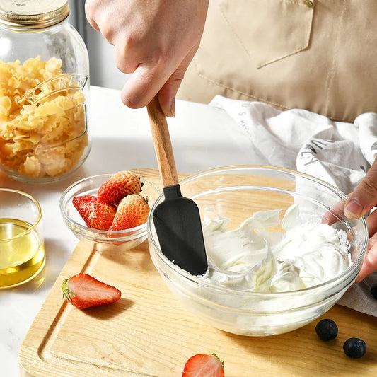 5-Piece Silicone Spatula Set with Wooden Handle