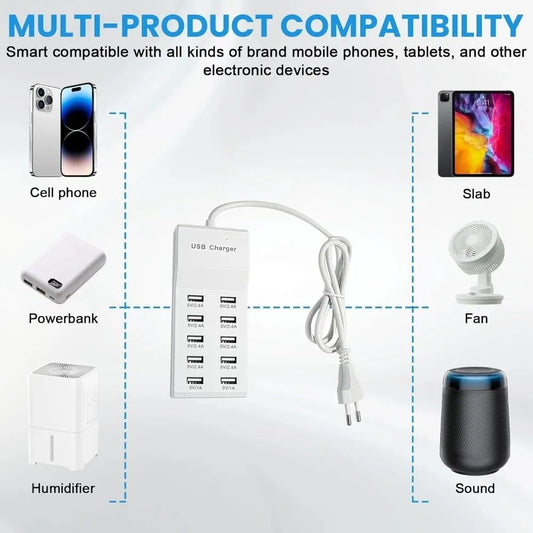 50W/35W 6/10-Port USB Fast Charging Power Strip