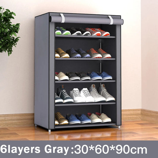 Waterproof Shoe Storage Rack – 6-Tier Organizer Cabinet with Dustproof Cover