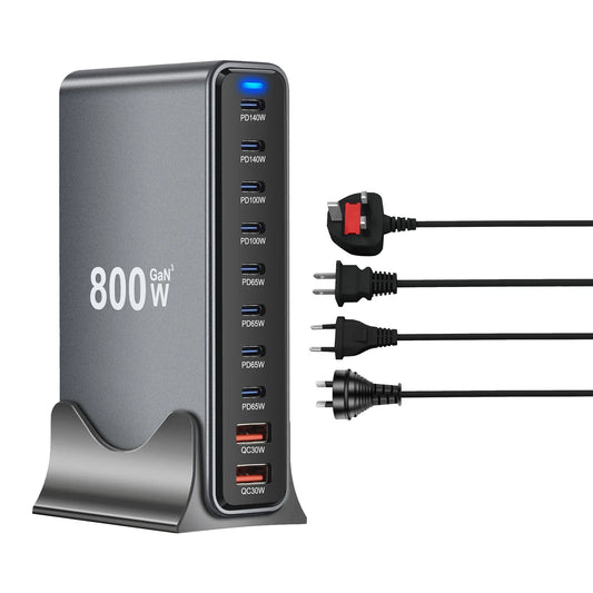 800W GaN 10-Port Fast Desktop Charger with USB-C PD3.1