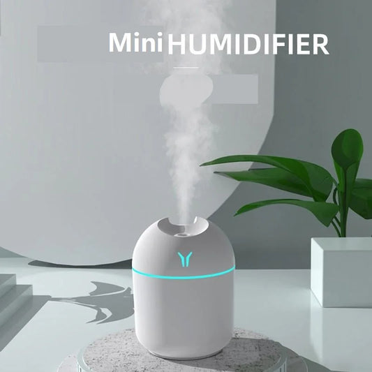 250ML USB Mini Air Humidifier – Ultrasonic Aroma Essential Oil Diffuser with LED Color Lamp for Home & Car