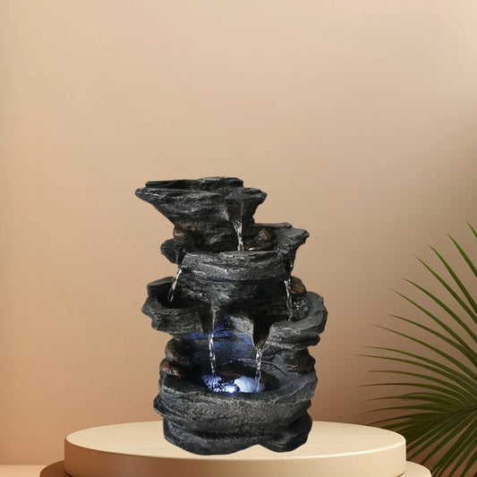 "LED Water Fountain – Durable Resin with Marble Effect, Small Indoor & Outdoor Home Decoration