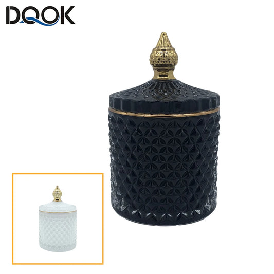 Luxury Glass Storage Jar with Lid – Aromatherapy, Cotton Swab & Jewelry Organizer