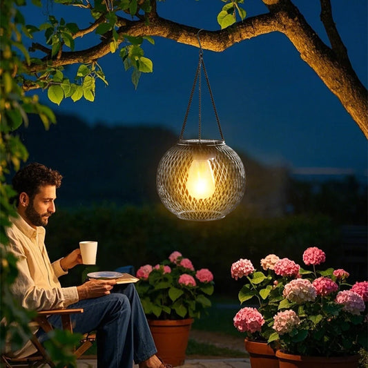 Outdoor Solar Iron Lantern – Waterproof LED Hanging Light