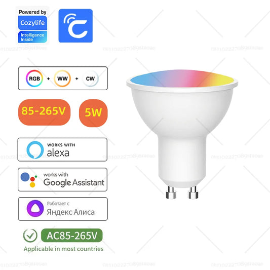 ZigBee GU10 Smart LED Bulb 5W RGB+White Dimmable
