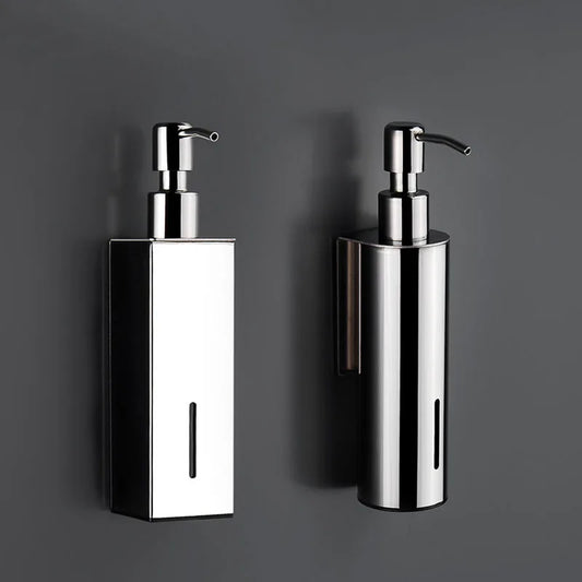 Chrome/Brushed/Black Stainless Steel Liquid Soap Dispenser – Wall-Mounted Shampoo & Bathroom Accessory