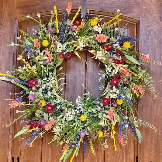 Spring & Summer Wreath – 18in Artificial Front Door Decor