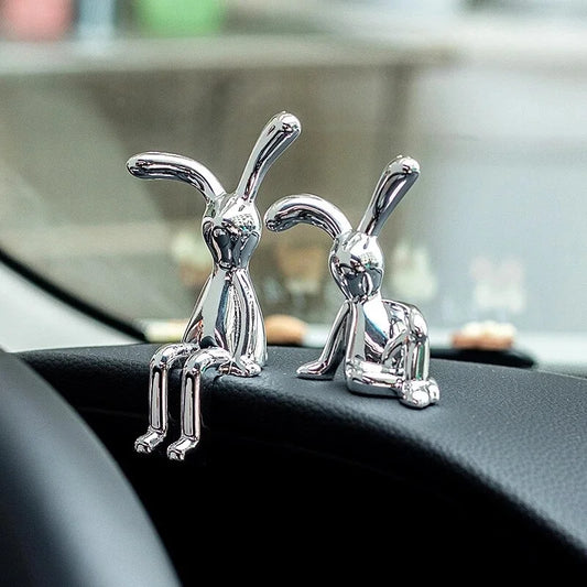 Long-Eared Rabbit Ornament Set – Cute Cartoon Decorative Statues