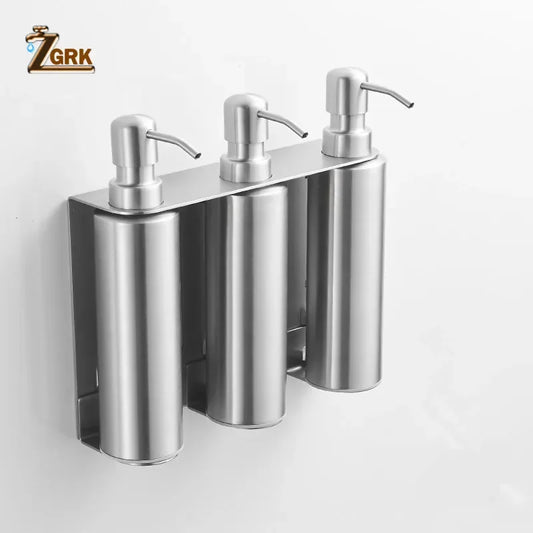 ZGRK 3-in-1 Stainless Steel Wall-Mounted Soap Dispenser – Hand Liquid & Detergent for Hotel & Bathroom