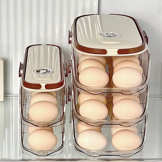 Large Clear Plastic Egg Holder – Automatic Rolling, Stackable Egg Dispenser & Storage Bin
