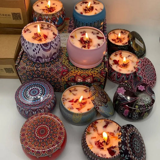 1/4PCS Vintage Scented Soy Wax Candle Jars – Floral Fragrance Gift Set